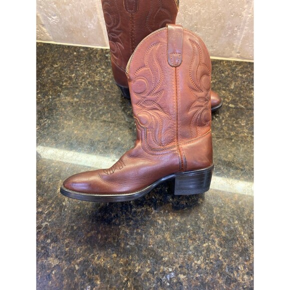Dan Post Unisex Kids Brown Leather Boots Size 4 1/2 GUC - Picture 4 of 9